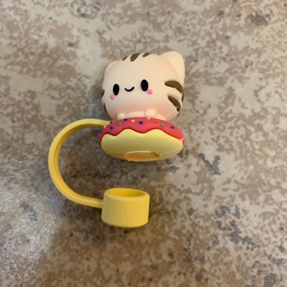 New! Silicone Cat Straw Topper designed to be used with large drinking straws